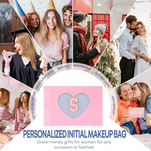 mibasies 2 PCS Initial Makeup Bags for Women: - Birthday Gifts for Teen Girls 11 12 13 14 15 16 Years Old - Preppy Trendy Stuff - Cosmetic Bag for Travel Toiletry - Blue S - Image 5