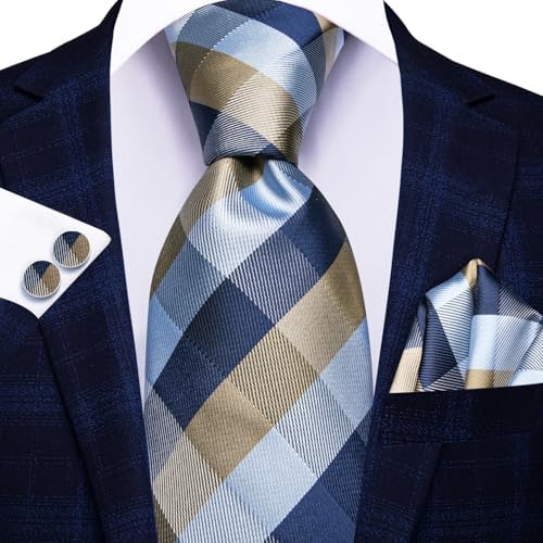 Hi-Tie Lot 5 Pcs Gift Box Mens Tie Set Necktie with Pocket Square Cufflinks Silk Neck Tie Collection - Image 3