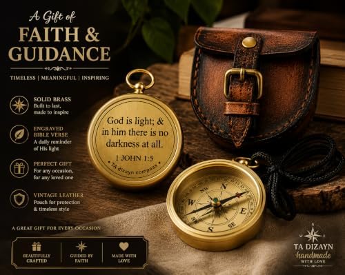 For I Know The Plans I Have For You, Jeremiah 29:11, Solid Brass Directional Engraved Compass, Baptism Gifts for Boys Girls, First Communion, Christian Gifts for Men, First Confirmation Gifts for Boys - Image 2