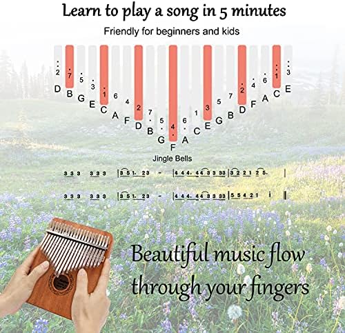 Kalimba Thumb Piano,YUNDIE Potable 17 Keys Mbira Finger Piano with Tune Hammer and Study Instruction,Musical Instruments Gift for Adult Beginners Professional (Brown, 21keys) - Image 3