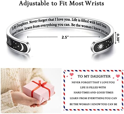 TONY & SANDY Inspirational Bracelets for Women Teen Girls Personalized Gifts for Daughter Granddaughter Mom Sister Friends Stainless Steel Engraved Cuff Birthday Easter Christmas - Image 5