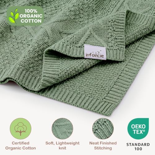 Organic Cotton Knit Baby Blanket Unisex Infant & Toddler 31x43 in - Image 2