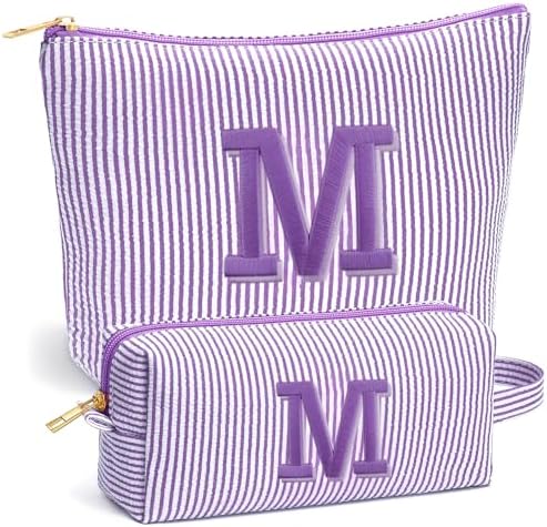 Stocking Stuffers for Teen Girls Gifts Trendy Stuff, 2025 Christmas Gifts Cute Makeup Bag, 6-12 Year Old Girl Birthday Gift, Personalized Christmas Stocking Stuffers for Girls, Purple Letter M by Fohufo