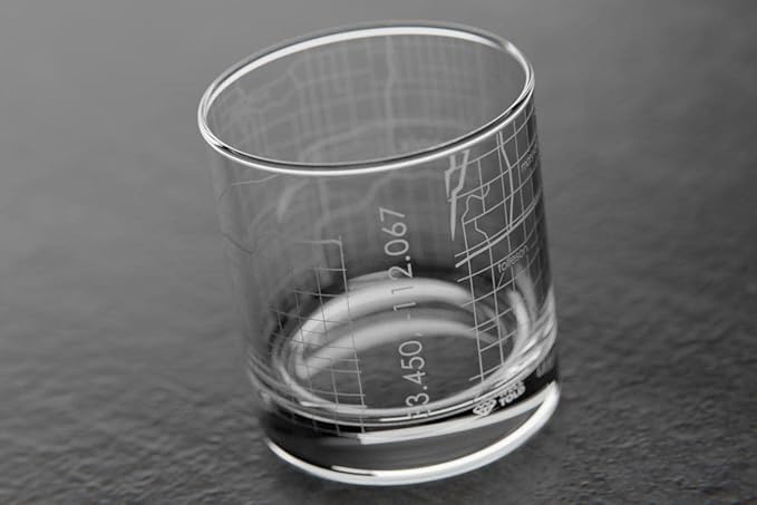 Well Told Engraved Phoenix Arizona Map Rocks Glass, Old Fashioned Whiskey Glass (11 oz, Clear) Etched Whiskey Glass, Gifts For Whiskey Lovers