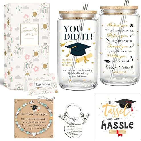 Graduation Gift Set for Women - "You Did It" Tumbler with Straw Graduation Gifts Set for Her 2026 College Graduate Gift Box for PhD Masters Degree by 4MELLY