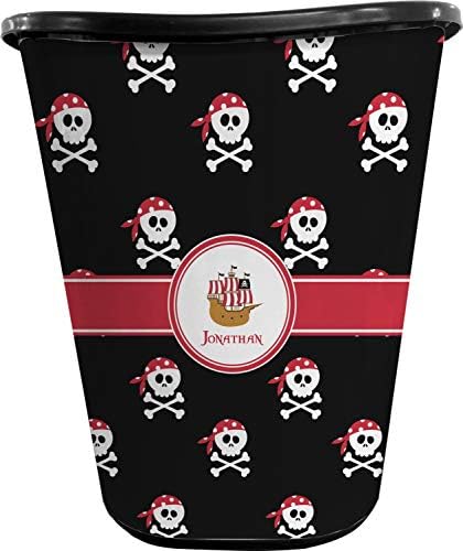 Personalized Pirate Waste Basket - Single Sided (Black) by Unknown