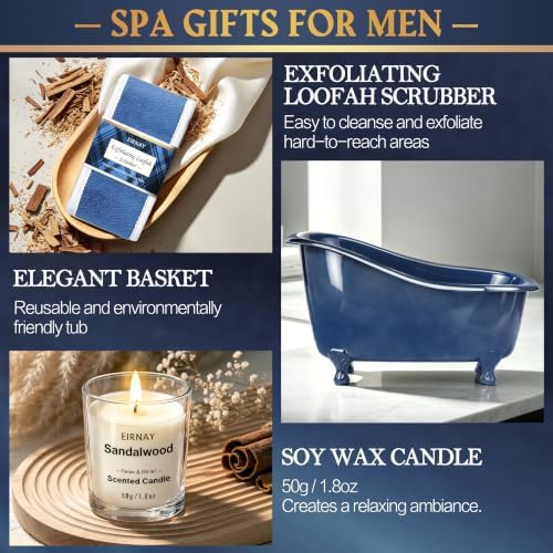 Gifts for Men,16Pcs Sandalwood Bath and Body Set Beard Grooming Kit - Image 6