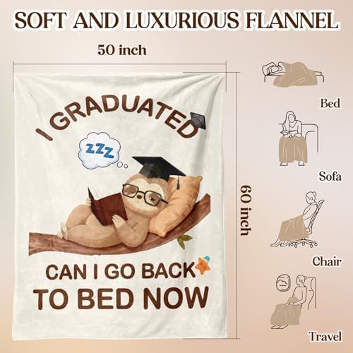 Funny Graduation Gift for Her Him - Sloth Throw Blanket, Graduation Gifts - Image 4