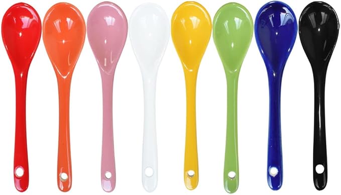 8 Color Porcelain Egg Spoons Ceramic Spoons 5 inch Coffee Dessert Yogurt Tea Milky Tea