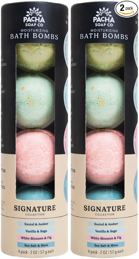 PACHA SOAP Co. Froth Bath Bomb, Pacha Peaces, Uplift, 2-Pack (8-Pieces) - Scents of Almond, Coconut, and Patchouli, & Lemongrass - Nourishing, Moisturizing, Naturally Derived & Handcrafted in The USA