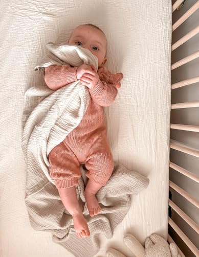 Muslin Bassinet Sheets 2 Pack, 33" x 17", (Beige & Sage) - Image 5