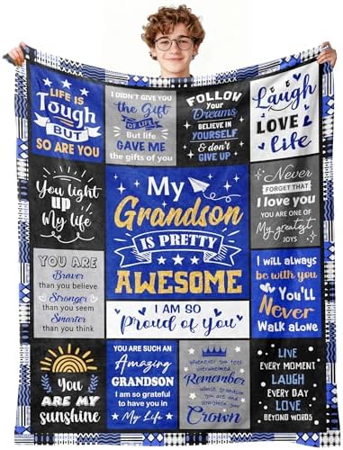 Grandson Gifts from Grandma, Blanket for Grandson 60"x50" Soft Throw by Uckoq