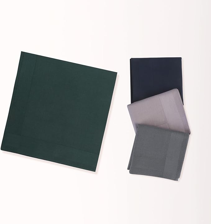 HOULIFE Men's Cotton Handkerchiefs, Solid Color 60S Soft Cotton Hankies for Men Women 6/12PCS 15.7"×15.7"