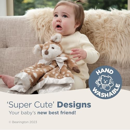 Bearington Baby Lil’ Willow Snuggler - 15" Fawn Security Blanket with Silk Satin Trim and Plush Deer Head - Soft Plush Animal Lovey Comfort Blanket for Toddlers - Image 3