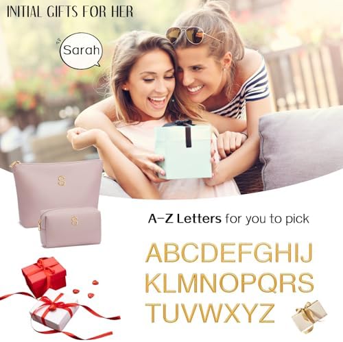Gifts for Women Girls Personalized Initial Travel Makeup Bag - Image 2