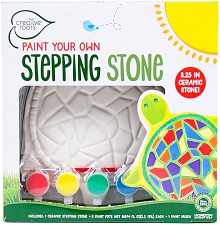 Creative Roots Mosaic Turtle DIY Stepping Stone Kit, Includes Ceramic Stone & 6 Vibrant Paints for Kids Ages 8+ by CreativeRoots