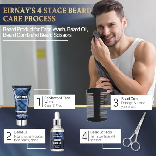 Gifts for Men,16Pcs Sandalwood Bath and Body Set Beard Grooming Kit - Image 4