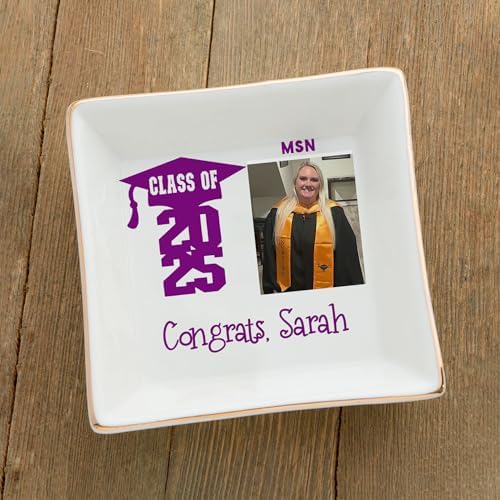 Personalized Jewelry dish graduation gifts for her 2025, A Sweet Ending to a New Beginning, Gifts for Best Friend 02 - Image 2