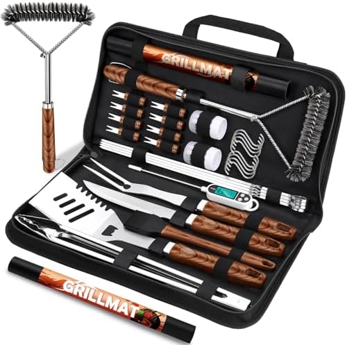 RINPIR 31Pcs Stainless Steel BBQ Grill Accessories & Tools Set, Brown by RINPIR