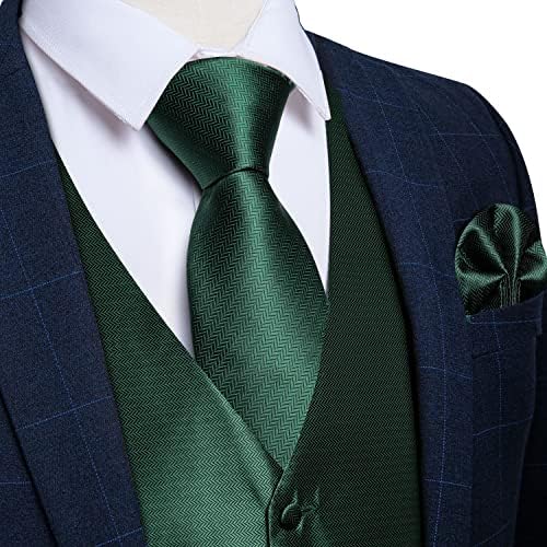 DiBanGu Mens Vest and Tie Set Formal Paisley Waistcoat and Necktie Pocket Square Cufflinks Silk Suit Vest for Tuxedo Wedding - Image 2