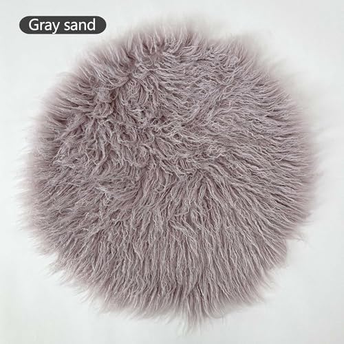 Baby Photo Props Faux Fur Round 23.6 inch Soft Baby Boy Girl Photo Blanket Studio Photo M Grey Sand - Image 2