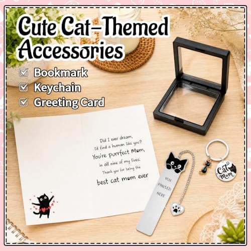 Cat Mom Gifts – Cat Lover Gifts for Women, Tumbler, Tote Bag, Makeup Bag, Socks, Keychain, Bookmark, Greeting Card, Cats Themed Gifts - Image 6