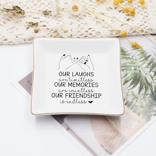 Pinky Promise Besties Jewelry Dish – Bestie Gift for Women, Cute BFF 4" Ceramic Jewelry Tray, Birthday Gift for Best Friend, Friendship Keepsake Ring Dish, Best Friend Gift, Bestie Anniversary - Image 2