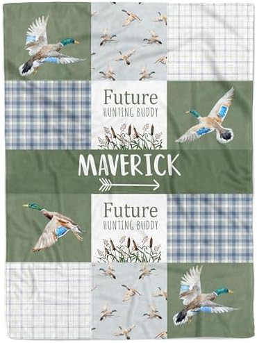 MDPrints Duck Hunting Personalized Baby Blankets for Boys, Personalized Baby Gifts with Name, Customized Baby Blanket, Newborn Boy Gift, Soft Fleece by MDPrintsGlobal