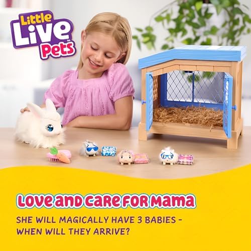 Little Live Pets Bunny Mama Surprise Toy Set, Hutch Interactive Animal Playset with 3 Surprise Babies, 20+ Sounds, Bunny Accessories for Girls Ages 3+ - Image 3