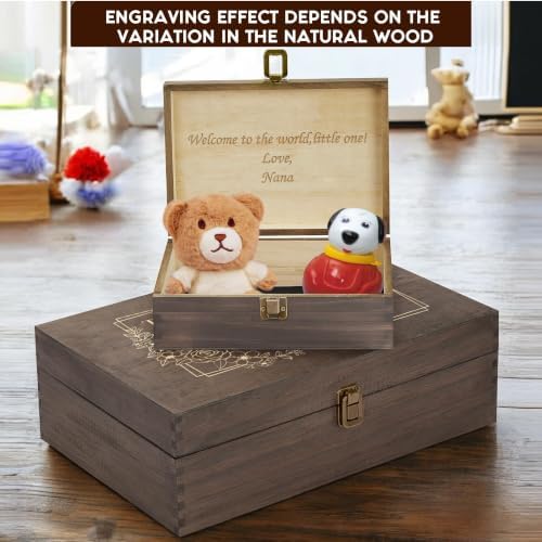Personalized Time Capsule Box, Engraved Wooden Keepsake Box with Lid - Image 5