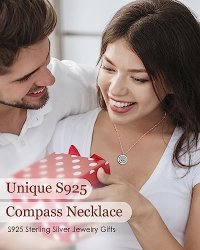 Compass Birthstone Pendant Necklace for Women, S925 Sterling Silver Jewelry - Image 3
