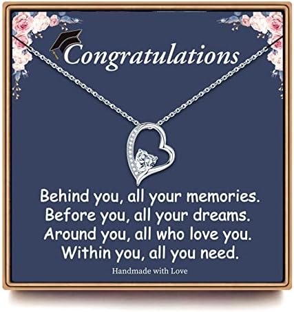 2026 Graduation Gifts for Her - Class of 2026 White Gold Plated Graduation Necklace, College School Graduation Necklace Gifts for Her Women by PAERAPAK