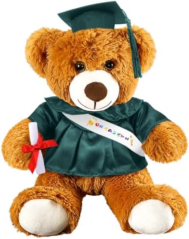 Foilswirl Graduation Bear 2026 with Gown Cap Tassel 12” Dark Green Graduation Stuffed Animal Plush Bear Toy for Class of 2026 Prek Preschool Kindergarten High School College Graduate Gift by Foilswirl
