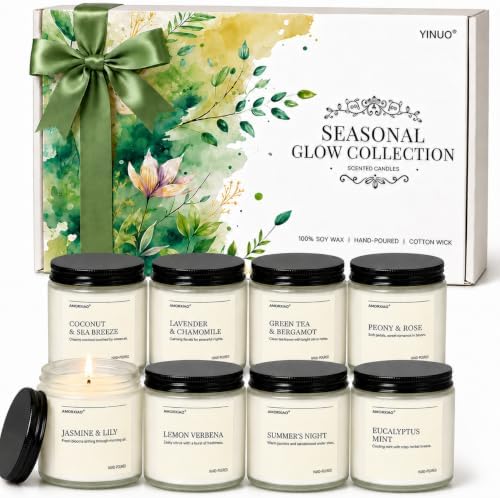 Scented Candles Gift Set for Women, 8 Pack Soy Wax Jar Candles by YINUOLIGHT