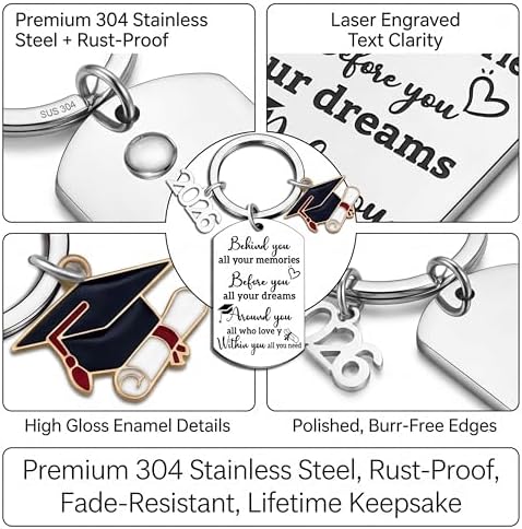 2026 Keychain - Personalized Stainless Steel Graduation Gift for Graduates with Charm of 2026- Graduation Commemorative Souvenir (1) - Image 2