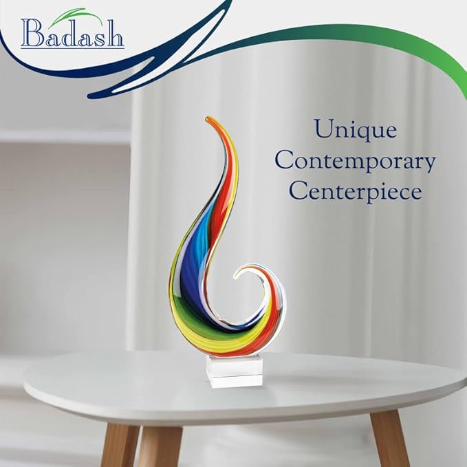 Badash Crystal - Rainbow Note Murano Style 16 Inch Centerpiece