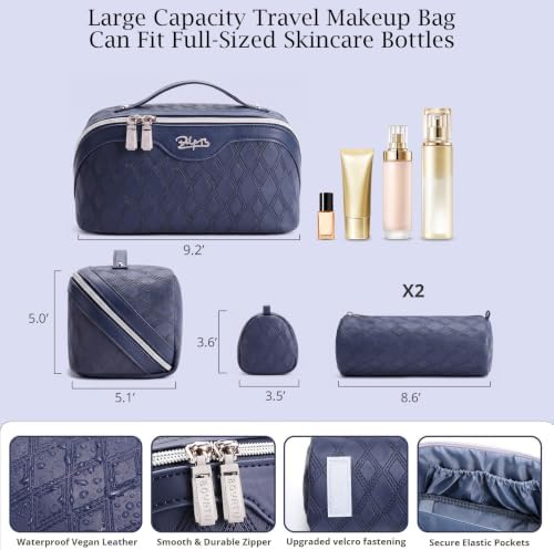 BOYATU Travel Makeup Bag Organizer: 3 Pcs Cosmetic Bag Set for Women Blue - Image 4
