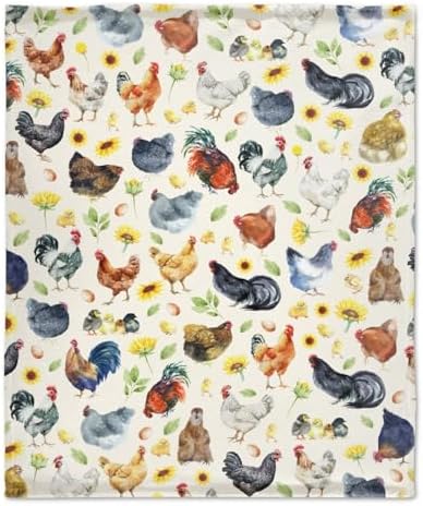 Chickens Blanket Gift for Toddler Infant or Newborn, Chickens Watercolor Throw Blanket for Hen Chicken and Rooster Lovers Soft Lightweight 30"x40" for Pet/Toddler for Sofa,Bed and Living Room - Image 2