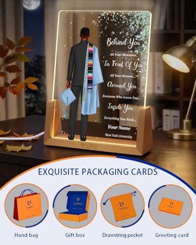 Personalized Name Graduation Gifts Custom Night Light LED Table Lamp Portrait Creator for Him 2026 University High School Keepsake(Boy A) - Image 4