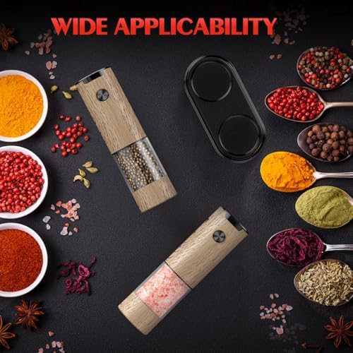 Electric Salt and Pepper Grinder Set Automatic Battery Pepper Mill Shakers Adjustable Coarseness Upgraded Larger Capacity with Led Home and Kitchen Appliances Birthday Gifts for Women Mom - Image 5