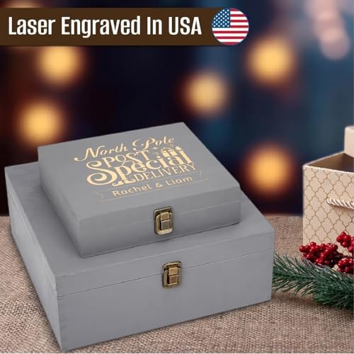 Personalized Christmas Eve Box Custom Engraved Wooden Memory Box – Rustic Christmas Gift, Traditional Santa Xmas Gift Box for Kids, Family & Friends – Holiday Keepsake Memento Box Gifts for Him Her - Image 5