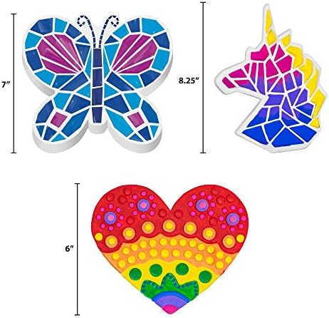 Creative Roots Paint Your Own Stepping Stones Multipack with Butterfly, Unicorn, & Heart, 3 Ceramic Stepping Stones (7 Inch Each), 18 Acrylic Paints, 3 Paintbrushes, Ages 8+ - Image 7