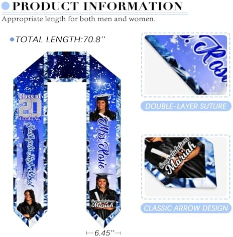 Custom Graduation Stole for Class of 2026 Personalized Unisex Graduation Sash Unique Gifts for Him Her - Image 2