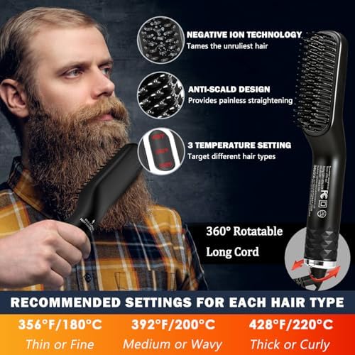 Beard Straightener for Men,w/Dual Action Hair Comb for All Beard Types - Image 3