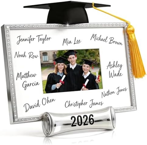 JUSTOTRY Class of 2026 Graduation Picture Frame - Silver Metal Graduation Gifts for High School College, Signature Frame for 4x6 Photo, Graduation Guest Book Alternative, Senior 2026 Graduation Party Decorations & Keepsake - Image 2