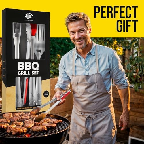 Kaluns BBQ Grilling Accessories, Grilling Gifts for Men Dad, Grill Tools for Outdoor Grill, Heavy Duty Stainless Steel Grill Set with Spatula, Tongs, Fork, Brush, & Grilling Mat, Best BBQ Gifts - Image 6
