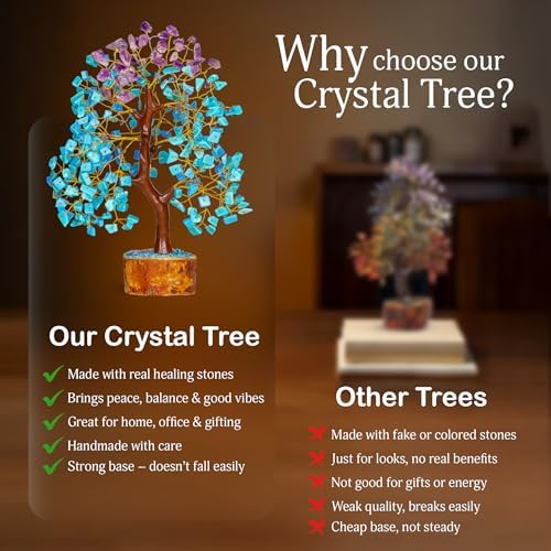 YATSKIA Amethyst Turquoise Crystal Tree | Crystal and Gemstones Tree Office Decor | Crystals Decor | Office Decor for Women | Birthday Gifts for Women | 10 Inch 300 Beads - Image 6