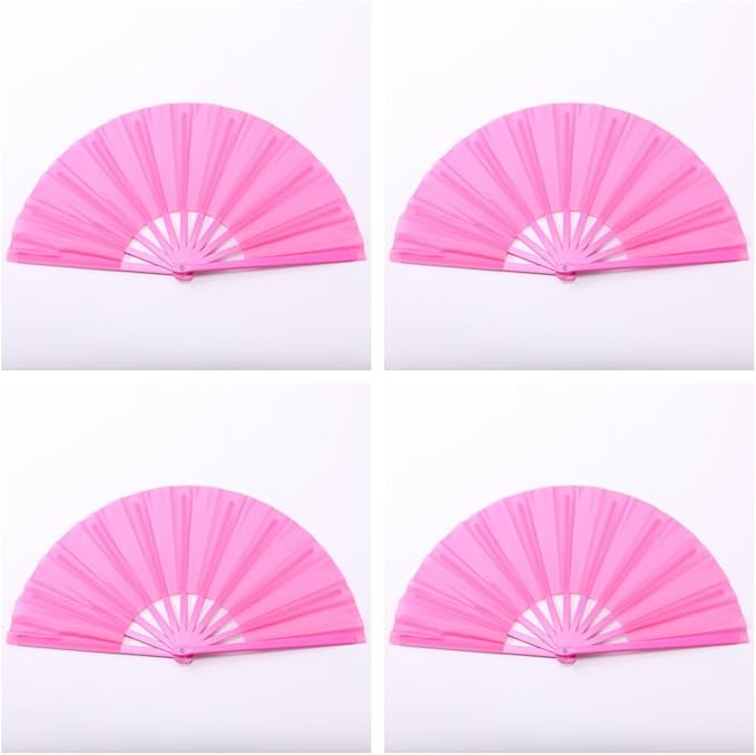 Plastic 13inch Large Rave Fan Popping Fan Clacking Fans for Line Dancing,Hand Fans for Women Foldable,Outdoor,Wedding,Party (Pink-4)