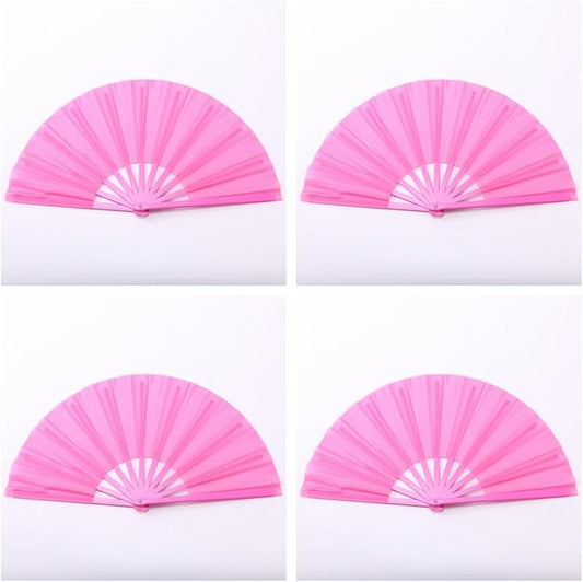 Plastic 13inch Large Rave Fan Popping Fan Clacking Fans for Line Dancing,Hand Fans for Women Foldable,Outdoor,Wedding,Party (Pink-4)