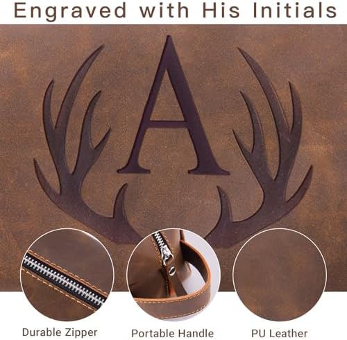 Personalized PU Leather Travel Toiletry Bag for Men Engraved Initial - Image 3